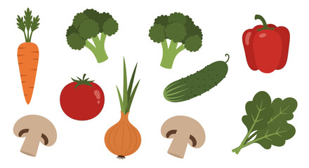 set of fresh vegetables