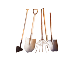  Close-Up of Farming Tools Leaning Against Barn Wall, rustic still-life composition, transparent background png