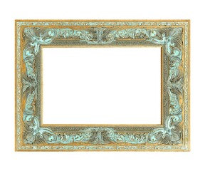Ornate turquoise and gold horizontal frame