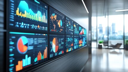 Obraz premium Bluethemed data charts, graphs, and infographics for business analytics, reports, and presentations