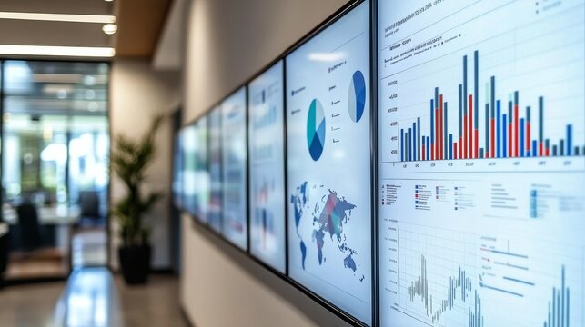 Bluethemed data charts, graphs, and infographics for business analytics, reports, and presentations