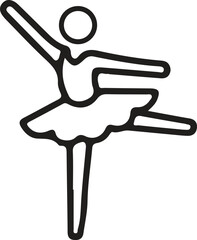Simple line art icon of a ballet dancer in a pose