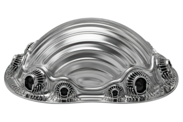 Futuristic chrome carapace with complex biomechanical details isolated on transparent background
