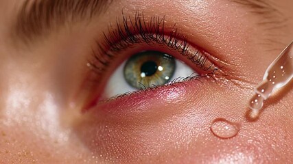 Aesthetic skincare routine with dropper applying serum to eye area for rejuvenation and hydration, a moment of self-care and wellness - Powered by Adobe