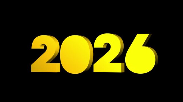Epic 3D Golden 2026 Text Rotating Animation with Futuristic Shine, Amazing for New Year 2026 Countdown, Future Goals Intro, Upcoming Events Teaser, Vision 2026 Celebration, Luxury Year Reveal, Premium