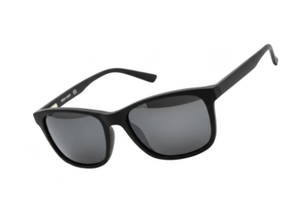 Stylish black framed eyewear with dark lenses providing uv protection and fashionable appeal isolated on transparent background