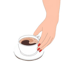 3d rendered illustration of a hand holding a coffee cup isolated on transparent background