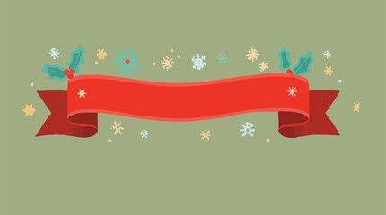 template featuring a ribbon element with a Christmas theme, designed in a flat style, incorporating bold lines, minimalist shapes, and vibrant colors with png Transparent 