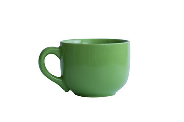 Green cup isolated on white background. 