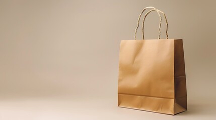 Sustainable brown kraft paper bag with handles, offering clean and versatile retail packaging solutions on a light backdrop