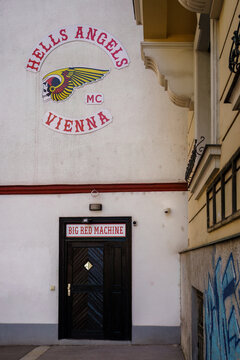 Hells Angels MC Clubhouse Entrance on Siebenbrunnengasse Street in Vienna, Austria