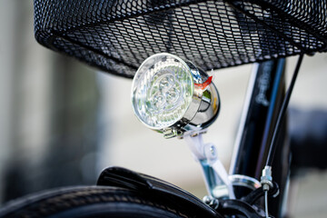close up of a German Netherlands Ukrainian bike bicycle lamp headlights