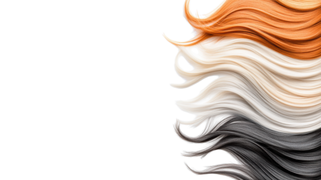 Vibrant Hair Strands on Clear Background