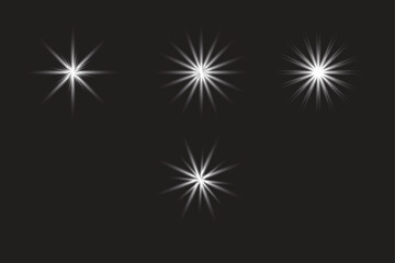Fototapeta premium Stars and Lens Flares Effects on a Black Background Illustration