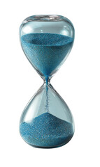 Clear hourglass, teal sand flowing