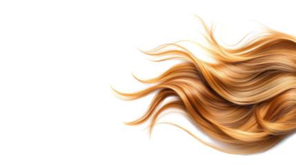 Flowing auburn hair on clear background