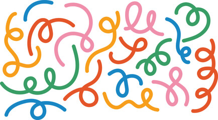 Obraz premium Abstract Color Wave Lines Pattern. Vector Organic Wavy Spirals Isolated on a Background. Swirl and Squiggle Graphic Shapes.