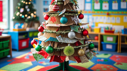 Naklejka premium Handmade Kids’ Craft Christmas Tree