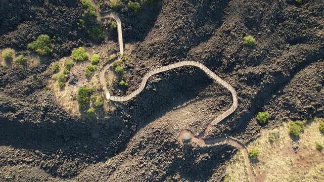 Aerial view of Kula Geo Park. İt  is a UNESCO registered volcanic geo park at Manisa Turkey 
