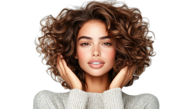 Curly Hair on Transparent Background