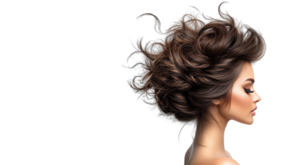 Elegant Updo Hairstyle on Transparent Background