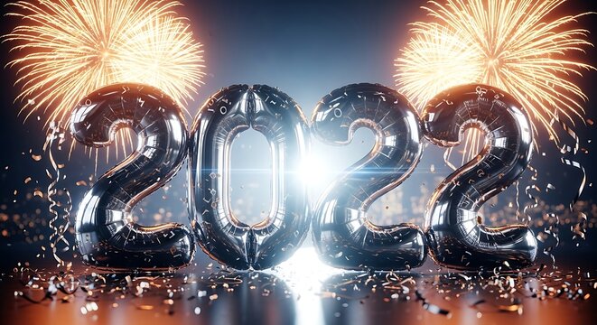 Happy New Year 2022 Celebration with Fireworks