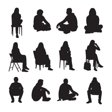Sitting people silhouettes