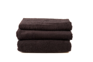 Blue terry towel folded isolated on white background