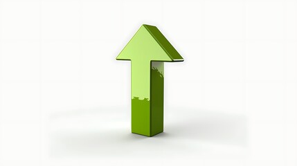 Vibrant 3D green arrow powerfully symbolizing upward momentum, progress, and significant positive growth trajectory
