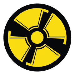 Yellow and black radiation hazard symbol on white background warning danger