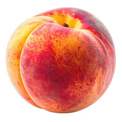 A close-up photograph of a single ripe peach isolated on a black background.