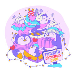 Penguin christmas crew party time and festive fun