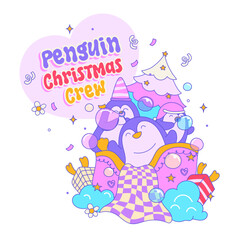 Penguin christmas crew party time and festive fun