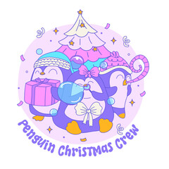 Penguin christmas crew party time and festive fun
