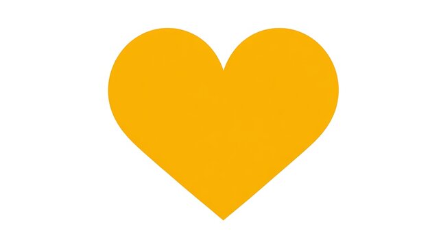 Vibrant golden yellow heart graphic, symbolizing warmth, joy, and affection, prominently displayed on a clean white background