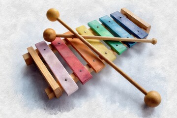 Pastel xylophone art medium shot colorful instrument studio creative expression