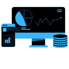 business graph icon on computer screen.eps