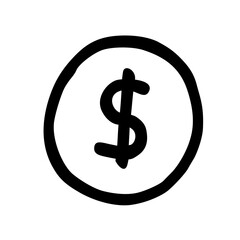 dollar sign money finance doodle illustration icon vector