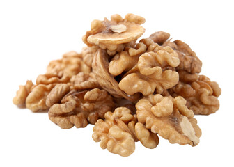 Fototapeta premium Small Pile of Whole Walnuts Isolated on Transparent Background