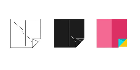 Three paper sheets, each with a different style and color scheme, showcasing variations in design and presentation on transparent background