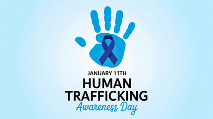 Human trafficking awareness day, january 11th, blue ribbon graphic