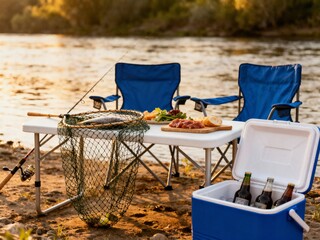 Portable folding picnic table and chairs