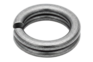 Double loop metal split ring with dark gunmetal finish isolated on a transparent background