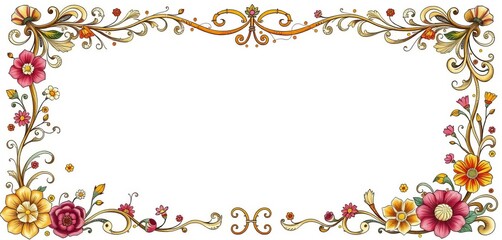 Intricate, whimsical hand-drawn frames with flourishes and decorative elements,  hand drawn,  swirl
