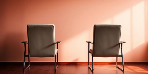 Two connected chairs facing opposite directions,  back,  setup