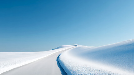 雪原から空に伸びる1本の道