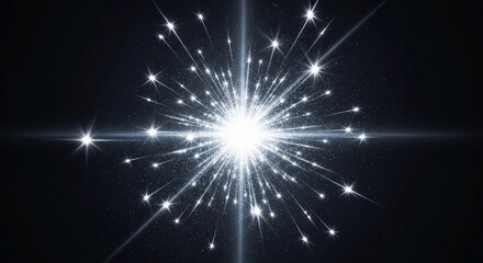 Sparkle effect with glittering star, flash, white, bright, shining, isolated, ray, glowing, explosion, magical, festive, silver, decoration, transparent, vector illustration, burst, design element