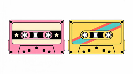 Fototapeta premium Colorful retro cassette tapes vector illustration for music media