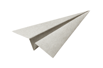 Simple paper airplane, light beige color, angled flight