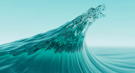 Close-up of a wave cresting, showing translucent water texture and motion, representative of power, purity, and dynamic force in nature